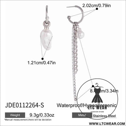 Pearl Tassel Stainless Steel Earrings