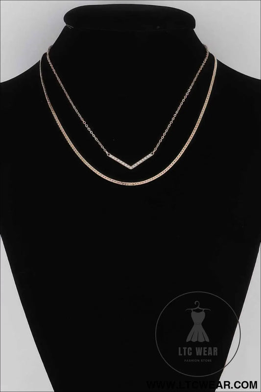 Pearled V Necklace