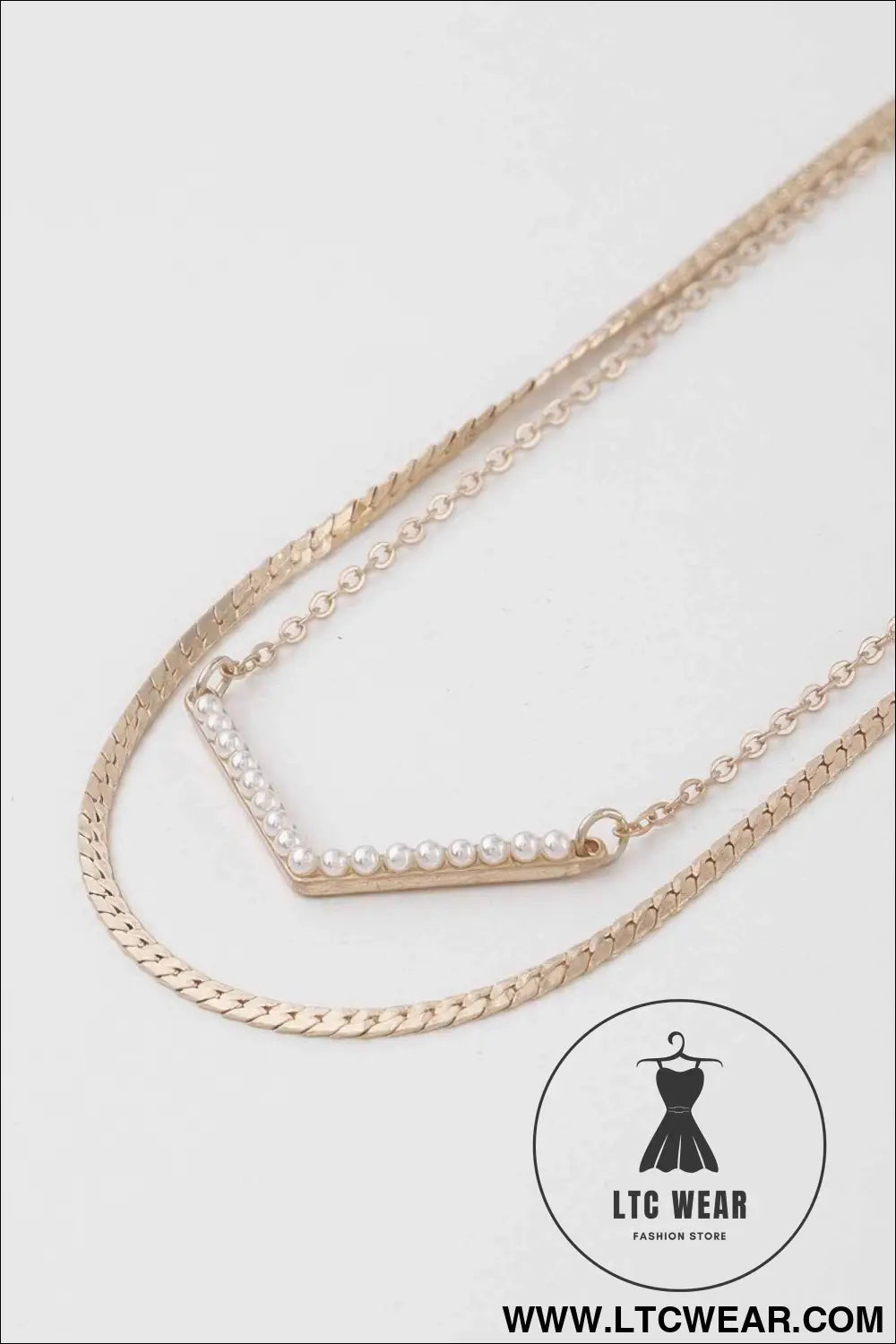 Pearled V Necklace