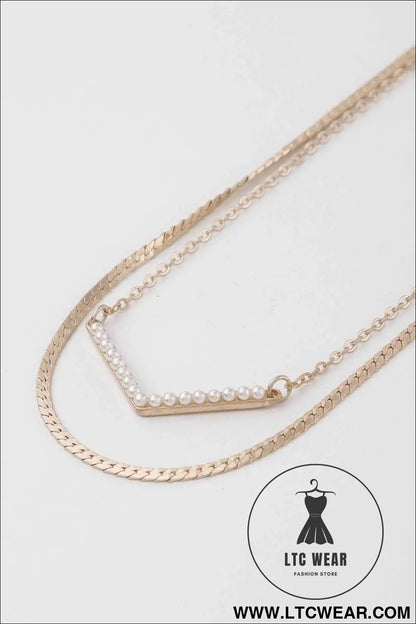 Pearled V Necklace