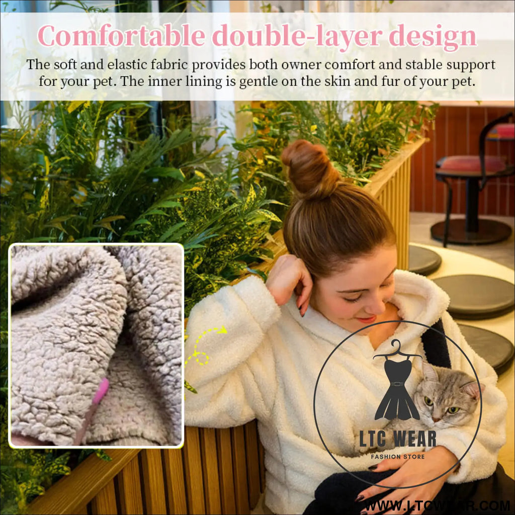 Pet carrier hoodie hands-free dog & cat carry bag unisex sweatshirt for small pets