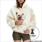 Pet carrier hoodie hands-free dog & cat carry bag unisex sweatshirt for small pets - white / s