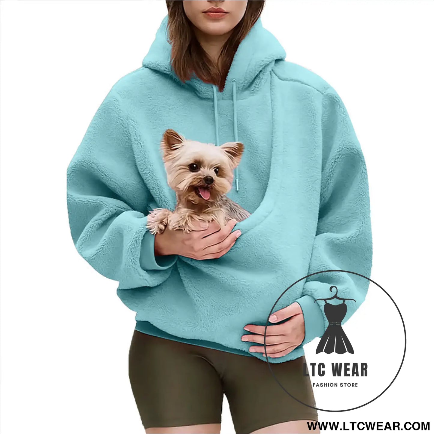 Pet carrier hoodie hands-free dog & cat carry bag unisex sweatshirt for small pets - blue / s