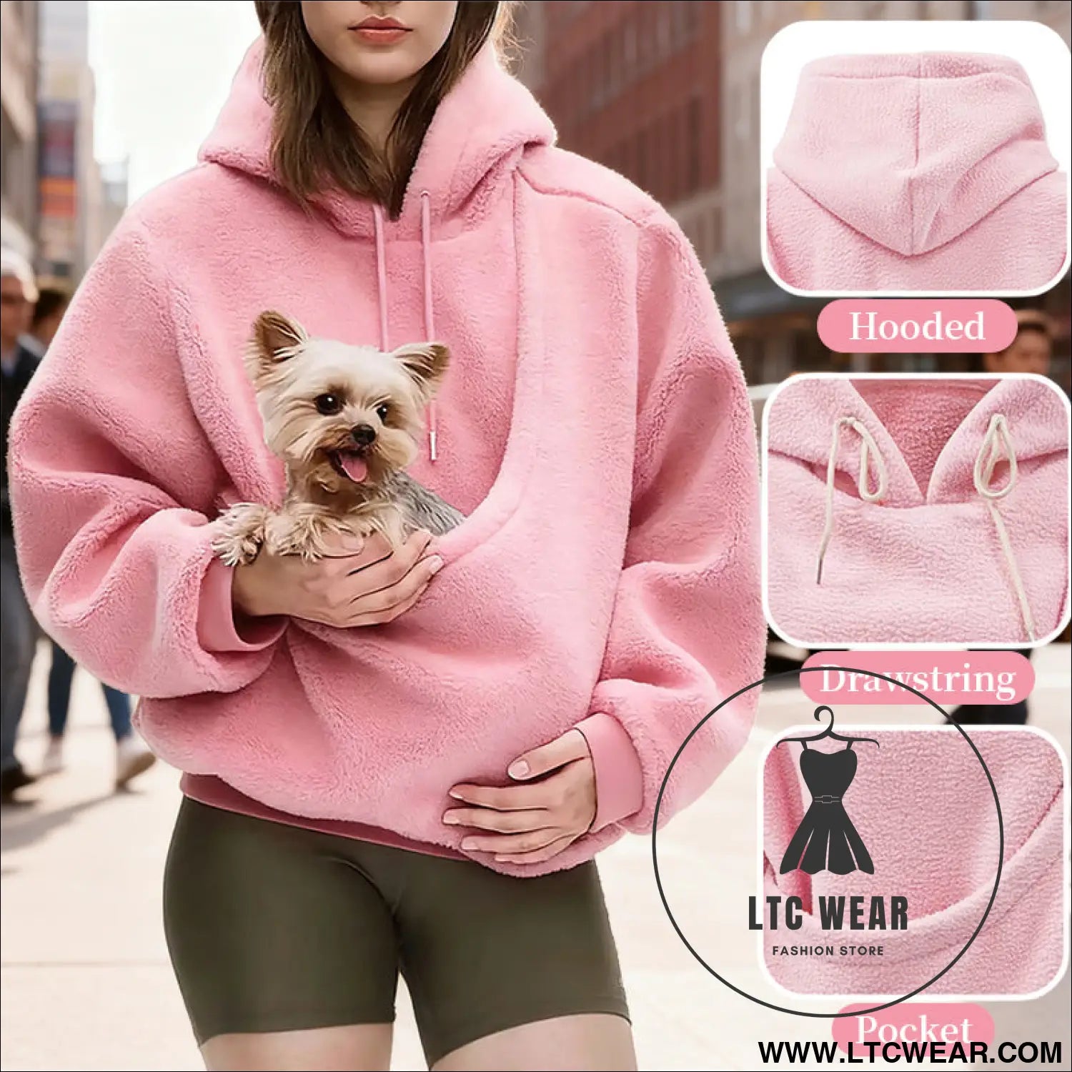 Pet carrier hoodie hands-free dog & cat carry bag unisex sweatshirt for small pets