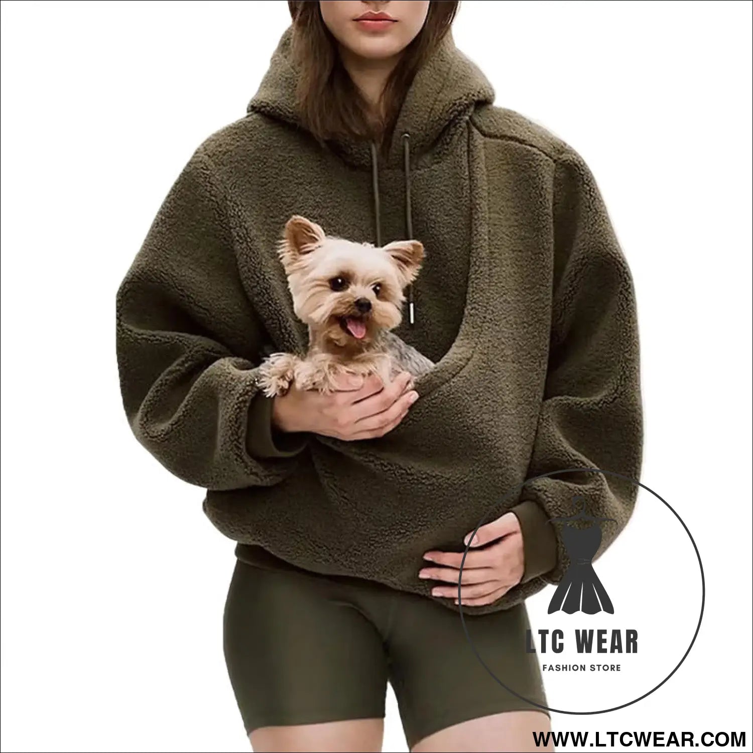 Pet carrier hoodie hands-free dog & cat carry bag unisex sweatshirt for small pets - brown / s