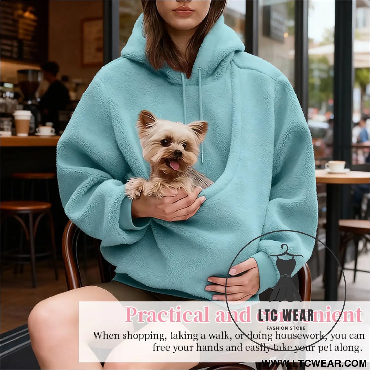 Pet carrier hoodie hands-free dog & cat carry bag unisex sweatshirt for small pets