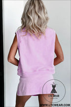 Phalaenopsis mineral wash sleeveless top and split skort set - short sets