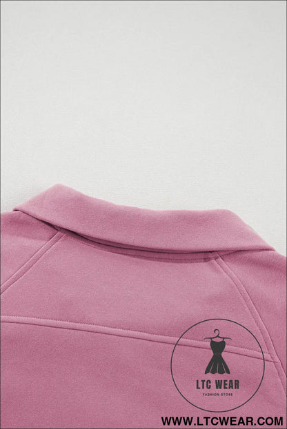 Phalaenopsis Zip Up Stand Collar Ribbed Thumbhole Sleeve Sweatshirt - L.T.C Wear Online Fashion Store