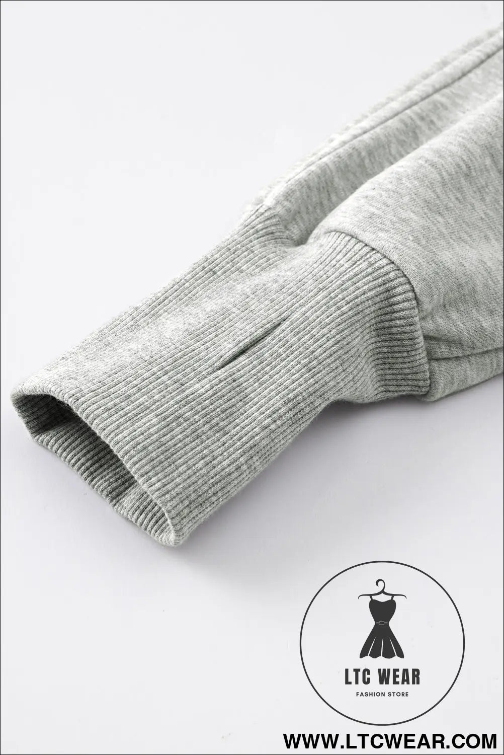 Phalaenopsis Zip Up Stand Collar Ribbed Thumbhole Sleeve Sweatshirt - L.T.C Wear Online Fashion Store