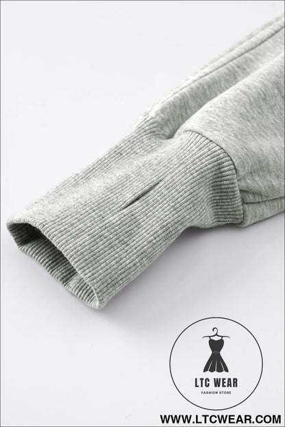 Phalaenopsis Zip Up Stand Collar Ribbed Thumbhole Sleeve Sweatshirt - L.T.C Wear Online Fashion Store