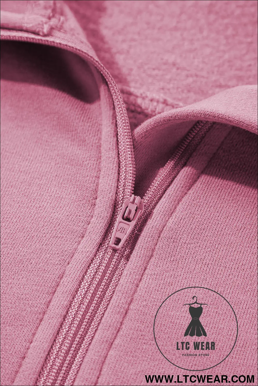 Phalaenopsis Zip Up Stand Collar Ribbed Thumbhole Sleeve Sweatshirt - L.T.C Wear Online Fashion Store