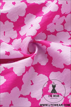 Pink contrast ric rac layered ruffle sleeve floral blouse - blouses & shirts
