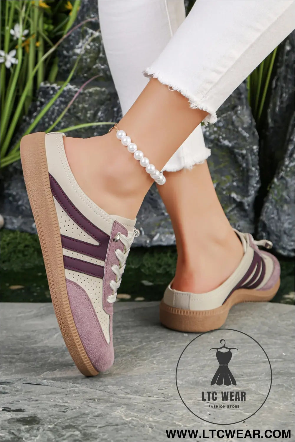 Pink eyelet pu leather patchwork color pop sneakers - womens shoes