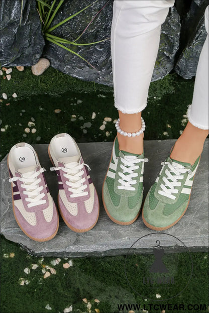 Pink eyelet pu leather patchwork color pop sneakers - womens shoes