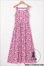 Pink floral cutout back empire waist sleeveless maxi dress - floral dresses