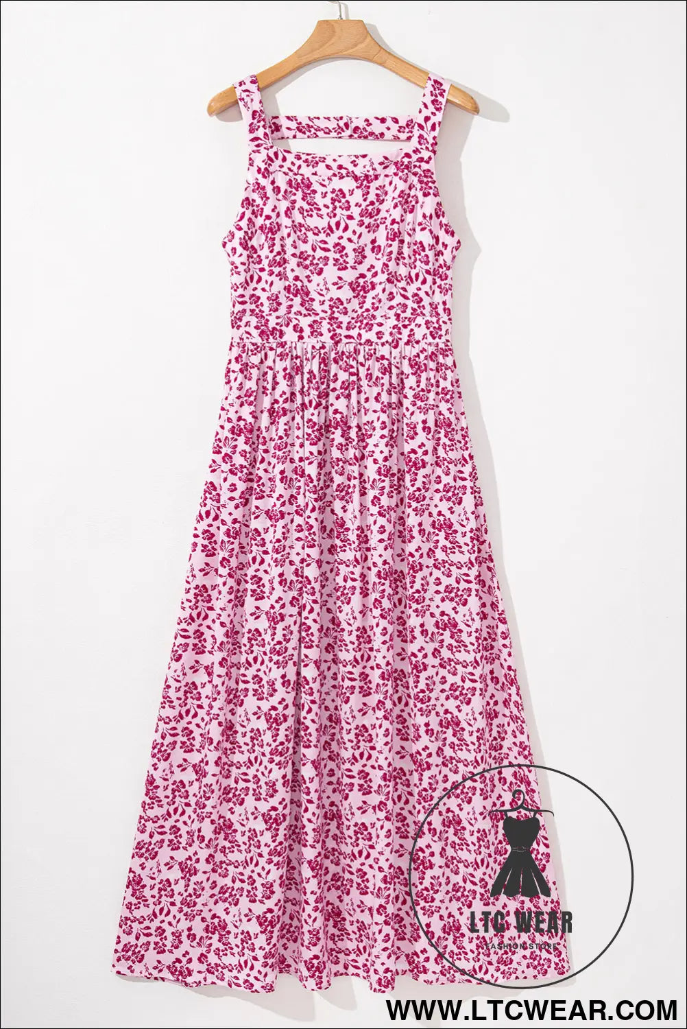 Pink floral cutout back empire waist sleeveless maxi dress - floral dresses