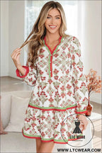 Pink Floral Long Sleeve Tiered Frill Dress