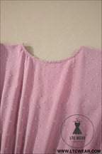 Pink plus size swiss dot short sleeve smocked high waist flowy midi dress - plus size midi dresses