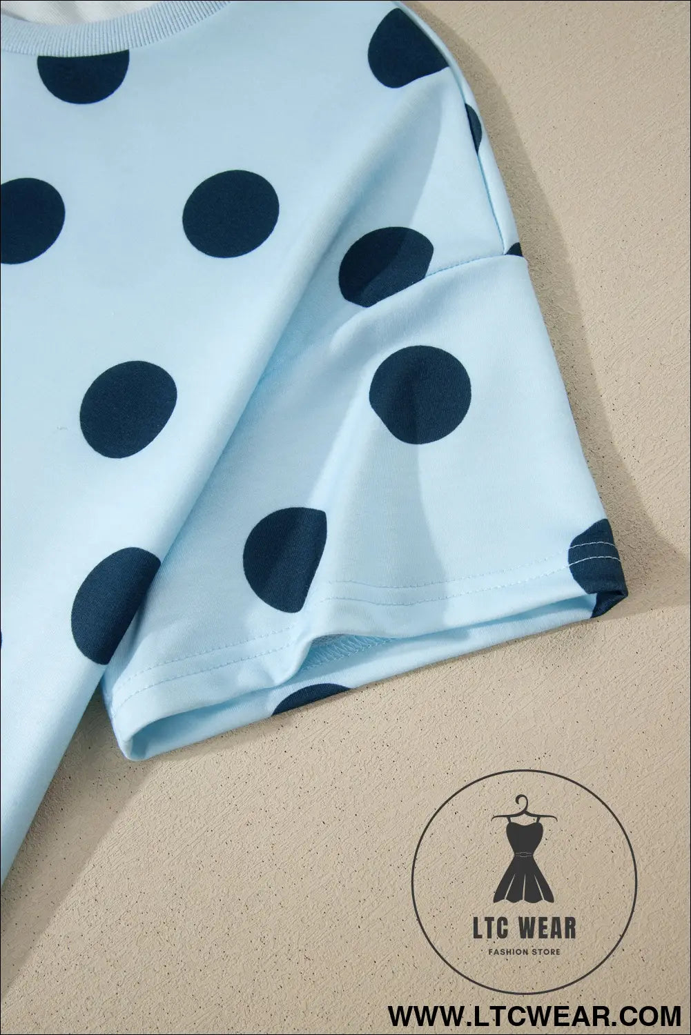 Pink Polka Dot Print Loose Tee Drawstring Elastic Waist Short Set - L.T.C Wear Online Fashion Store