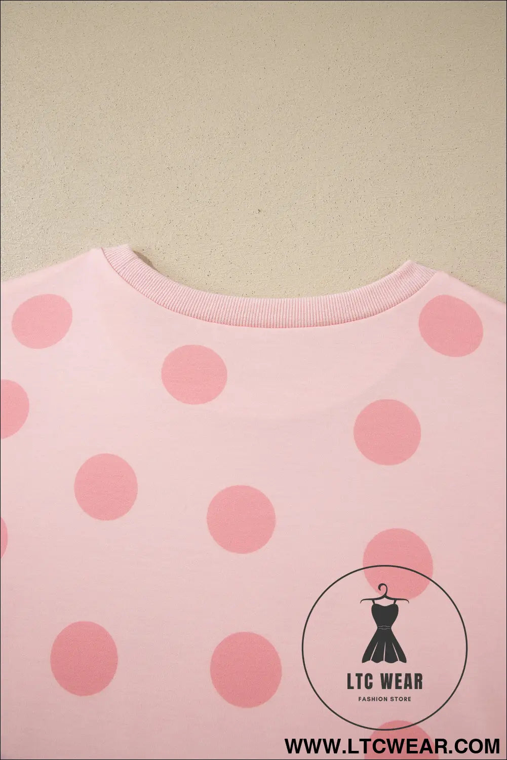 Pink Polka Dot Print Loose Tee Drawstring Elastic Waist Short Set - L.T.C Wear Online Fashion Store