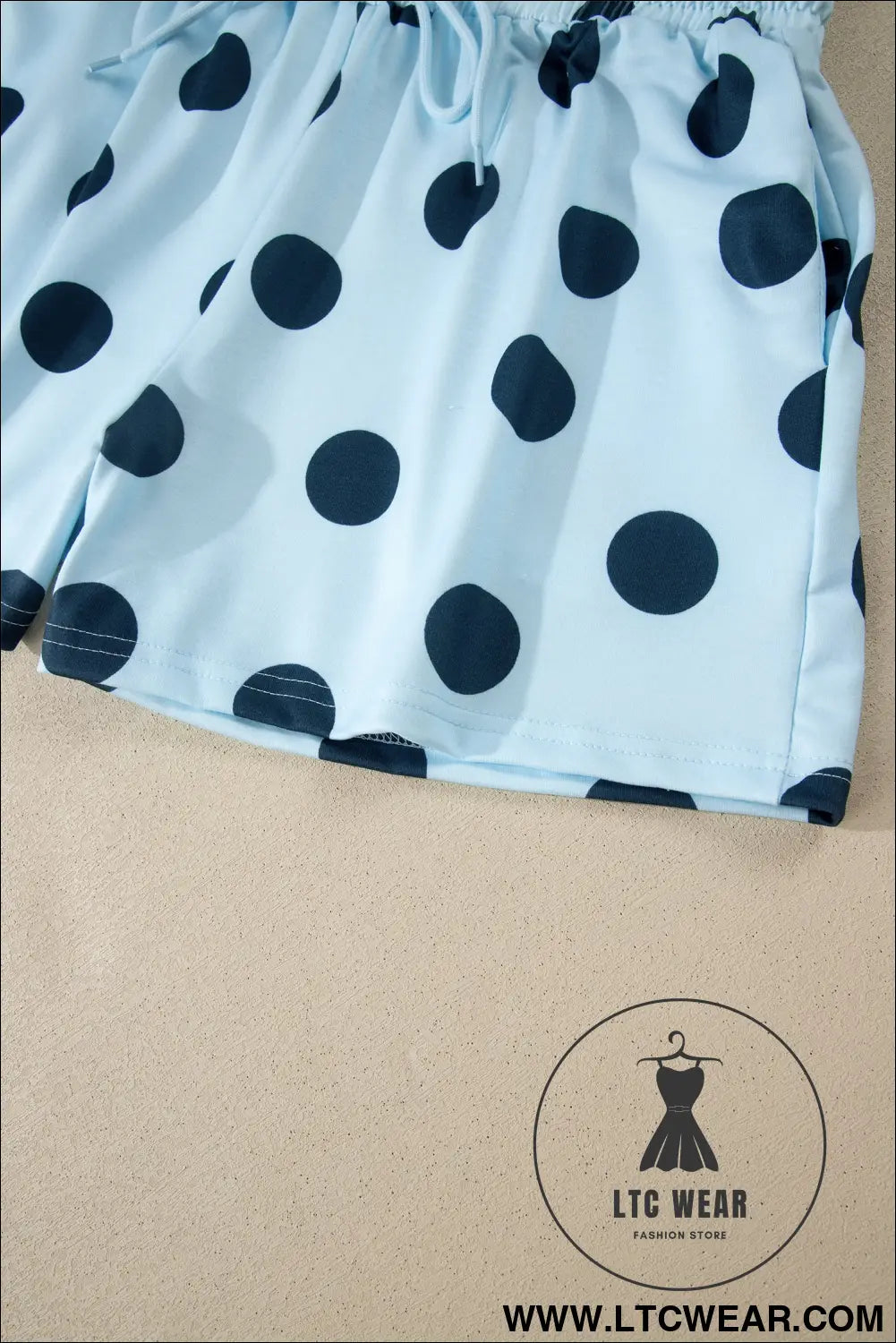 Pink Polka Dot Print Loose Tee Drawstring Elastic Waist Short Set - L.T.C Wear Online Fashion Store