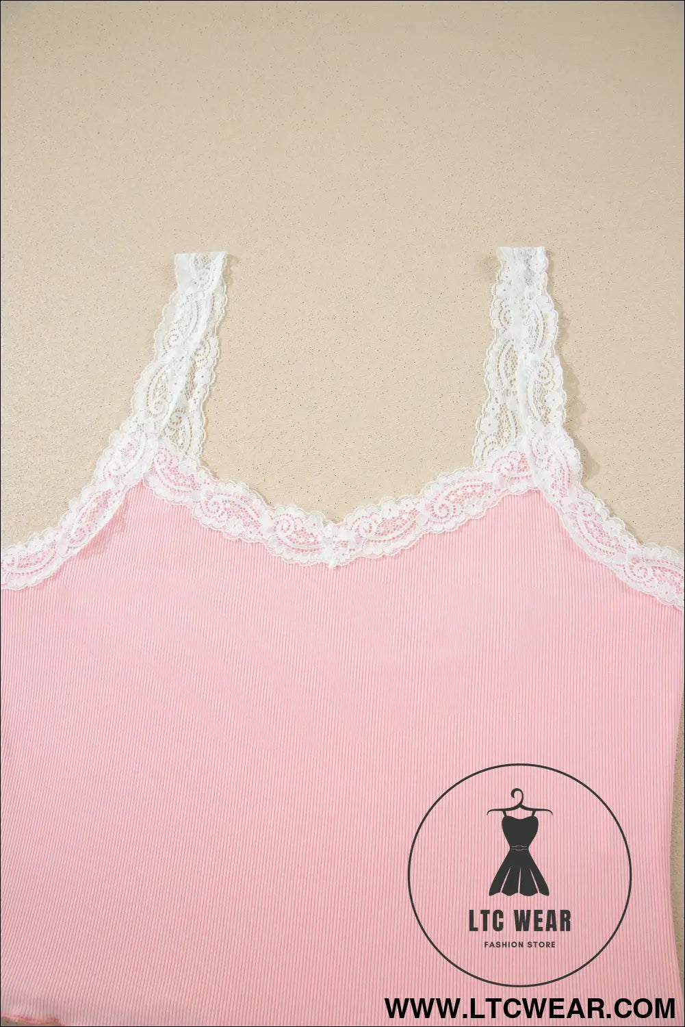 Pink ribbed knit lace straps patchwork lettuce hem cropped top floral short lounge set - loungewear