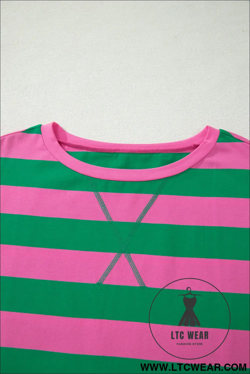 Pink Stripe Dolman Tee Drawstring Skort Athletic 2pcs Set - L.T.C Wear Online Fashion Store