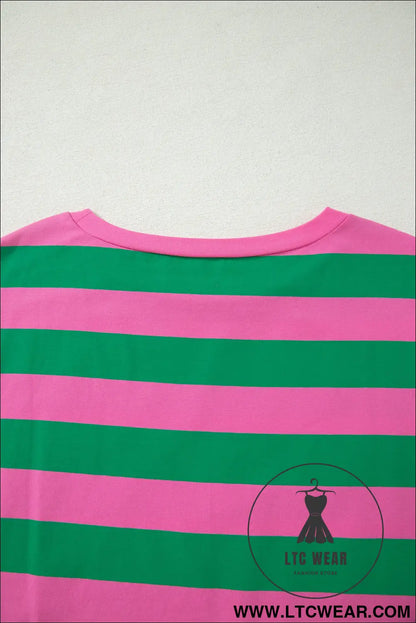 Pink Stripe Dolman Tee Drawstring Skort Athletic 2pcs Set - L.T.C Wear Online Fashion Store