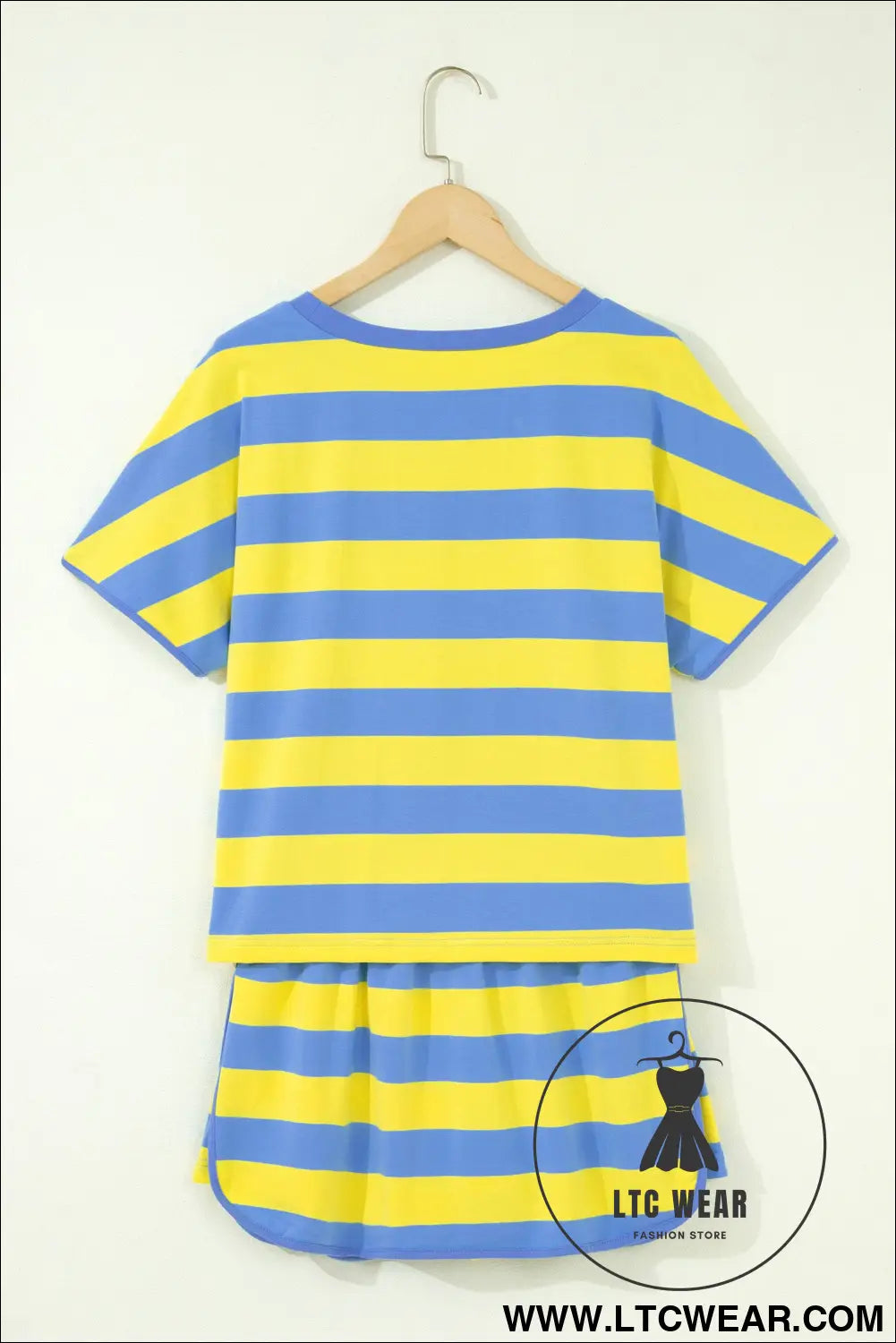 Pink Stripe Dolman Tee Drawstring Skort Athletic 2pcs Set - L.T.C Wear Online Fashion Store