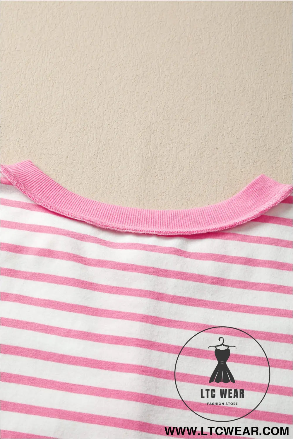 Pink stripe half placket high low short sleeve top - 30%