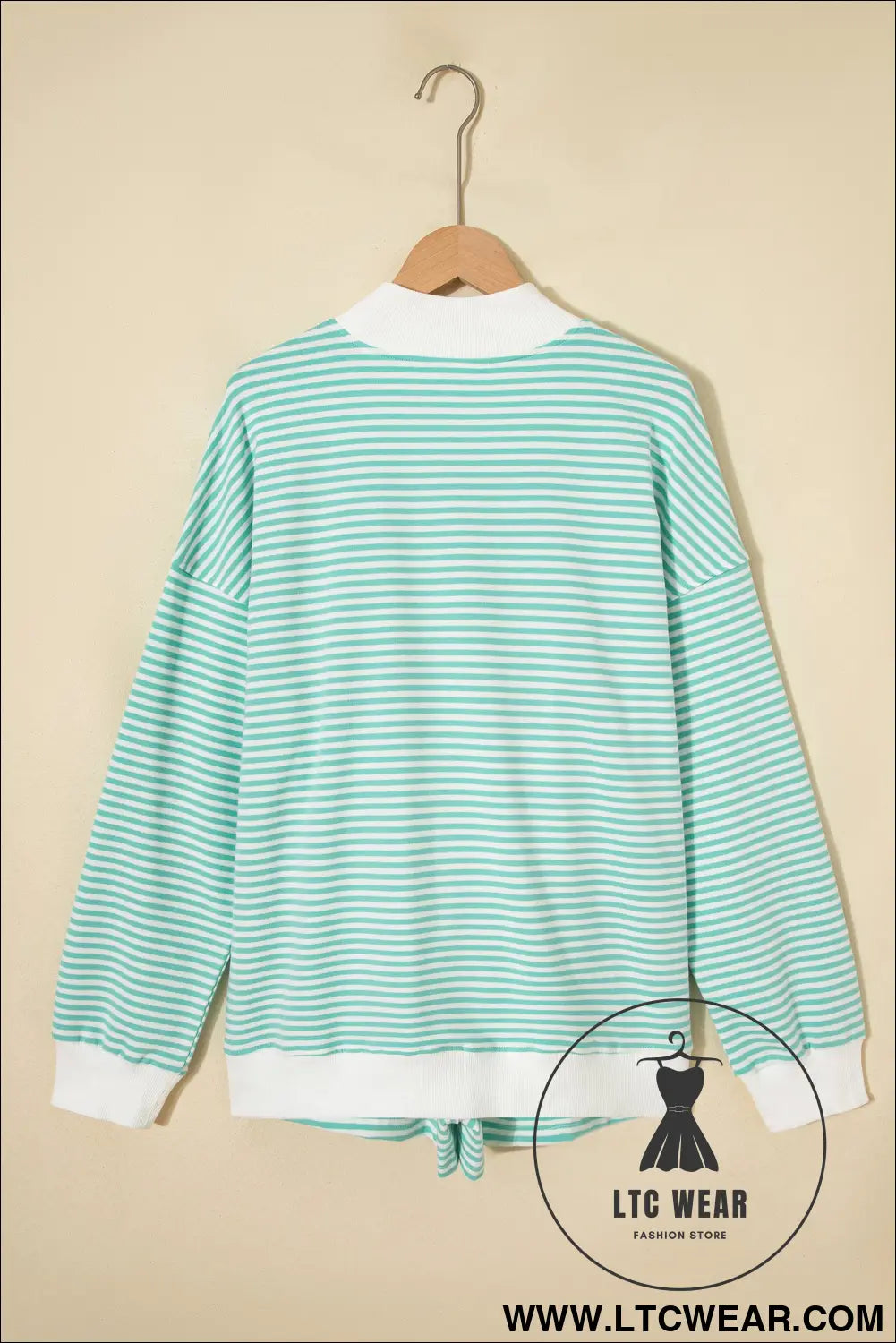 Pink Stripe Oversize Mock Neck Sweatshirt and Shorts Set - L.T.C Wear Online Fashion Store