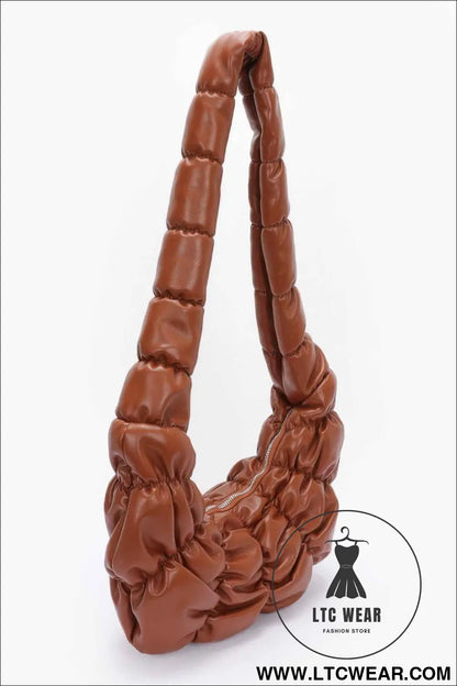 Pleated Faux Leather Crossbody Bag
