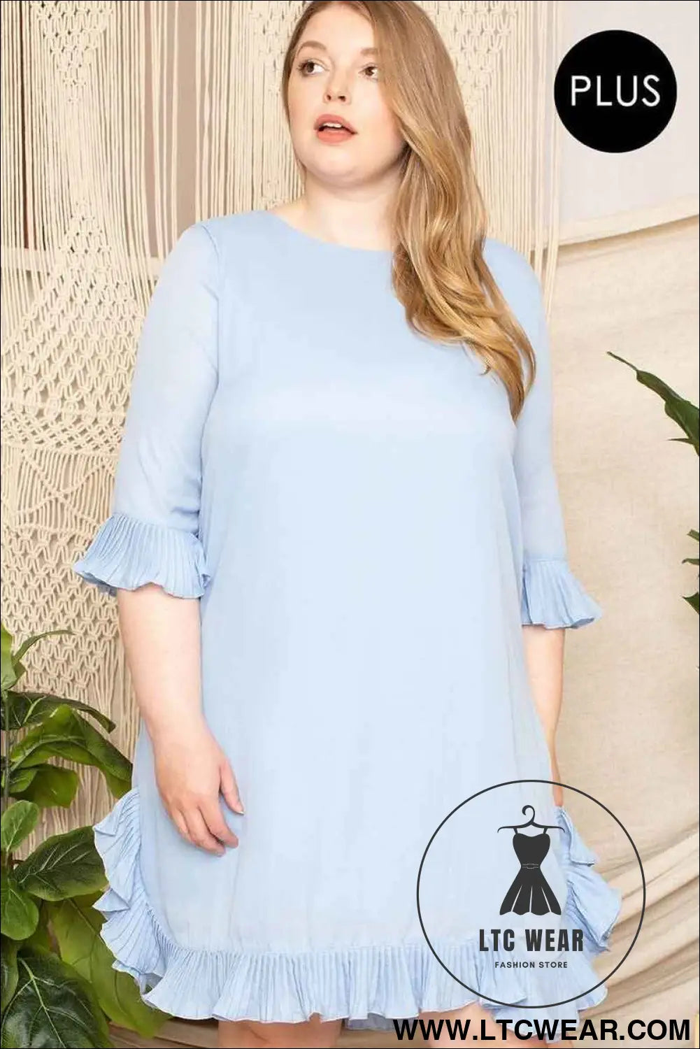 Pleated Ruffle Detailed Mini Dress