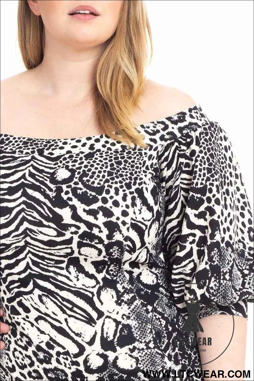 Plus Size  Animal Print Crepe Stretch Bodycon Dress