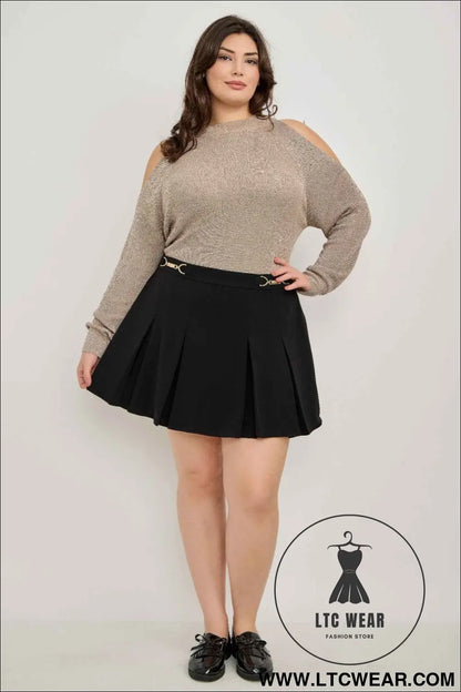 Plus Size Cold-shoulder Knit Sweater