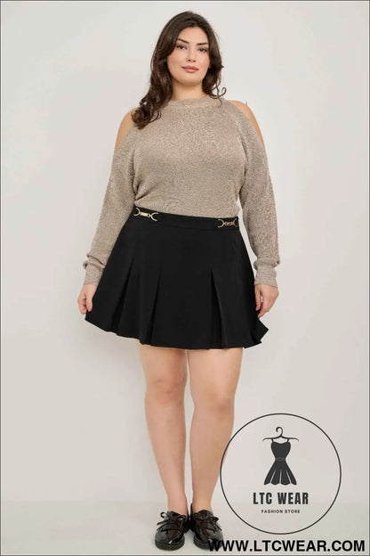 Plus Size Cold-shoulder Knit Sweater