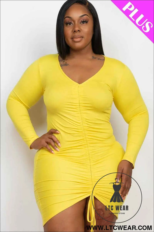 Plus Size Drawstring Ruched Front