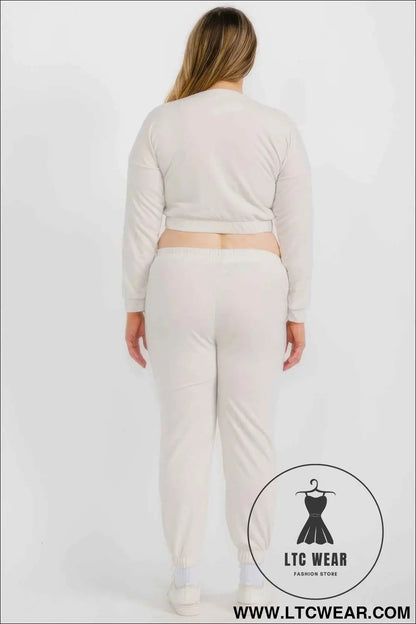 Plus Size French Terry Pullover & Joggers Set