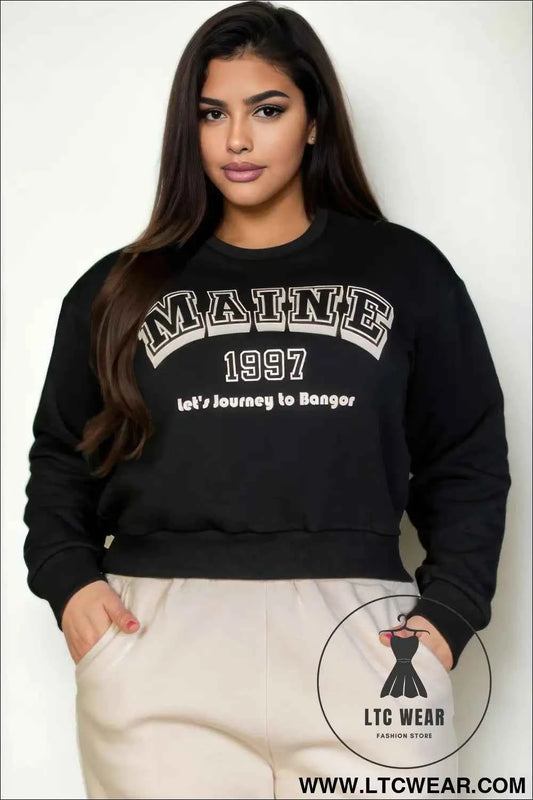Plus Size Graphic Drop Shoulder Sweatshirt