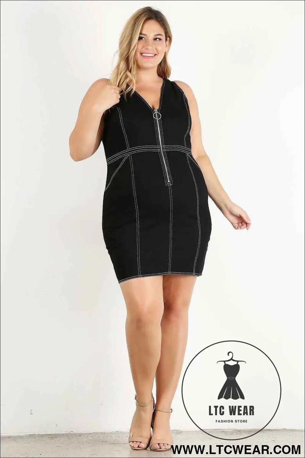 Plus Solid Bodycon Mini Dress
