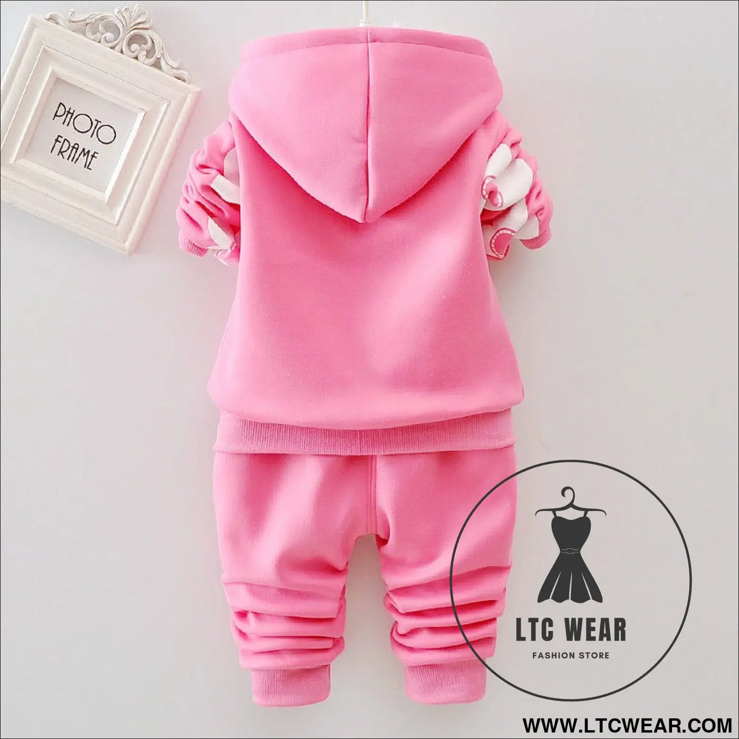 Plush set for girls’ outdoor wear three flower early winter clothing two-piece set for children’s autumn clothing