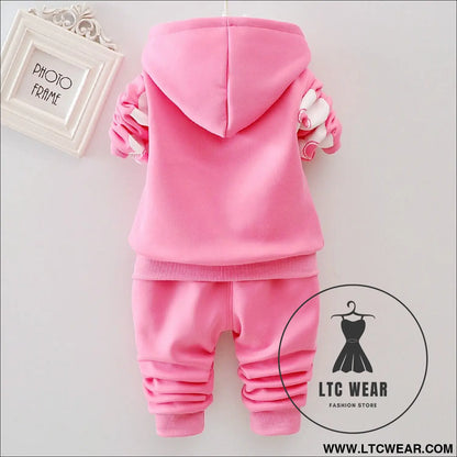 Plush set for girls’ outdoor wear three flower early winter clothing two-piece set for children’s autumn clothing