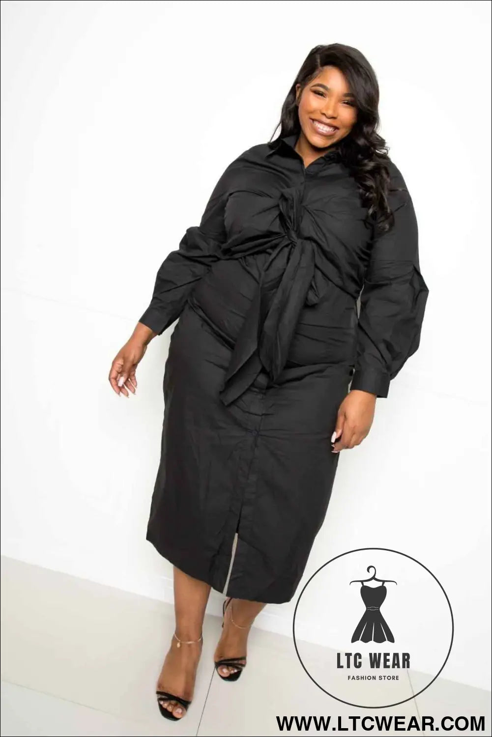 Poplin Tie Bow Shirt Dress