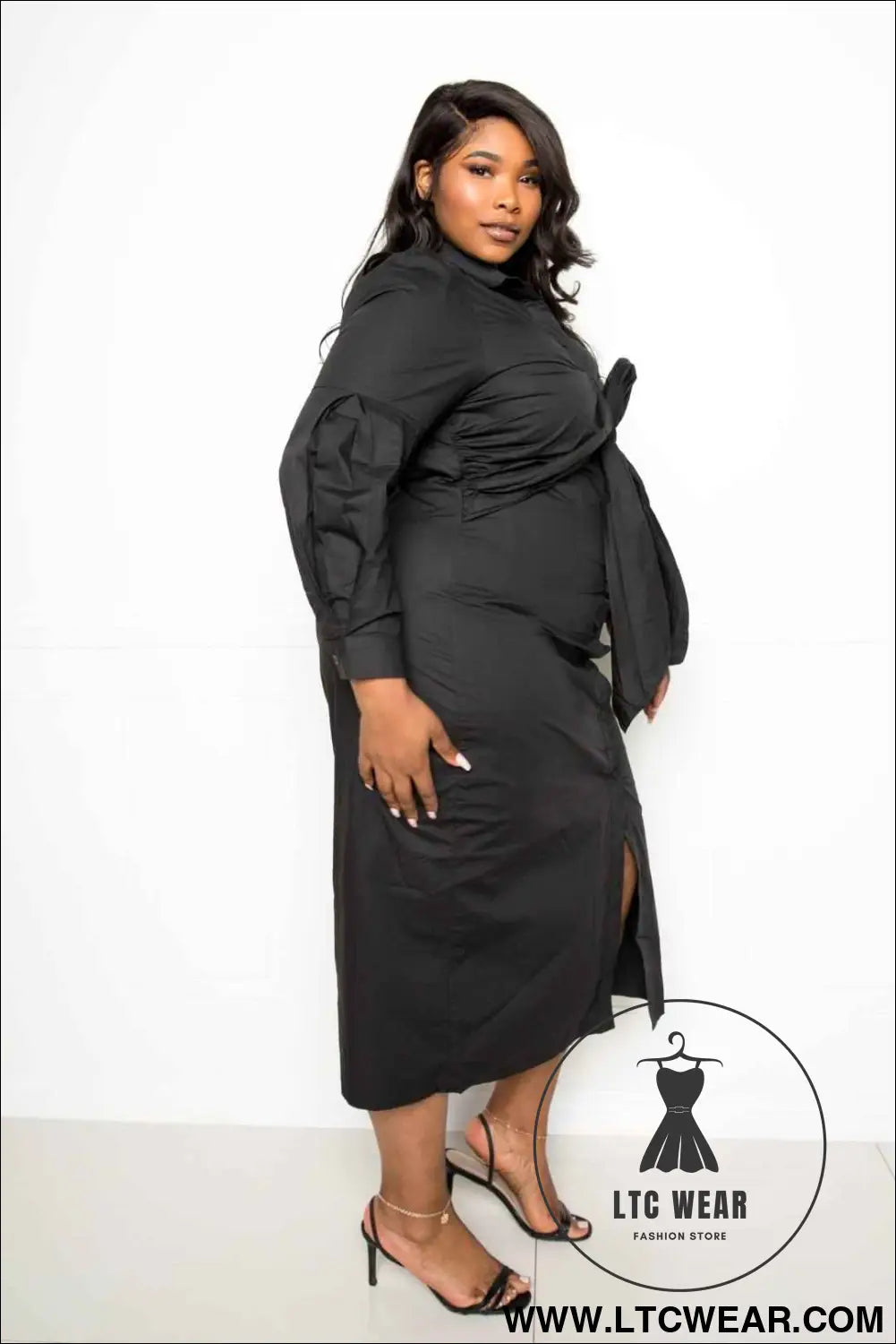 Poplin Tie Bow Shirt Dress