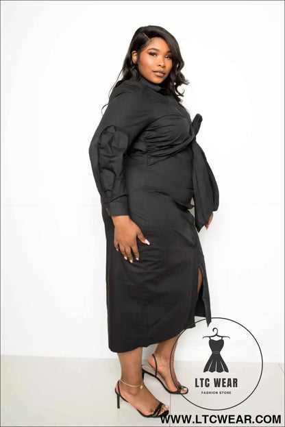 Poplin Tie Bow Shirt Dress