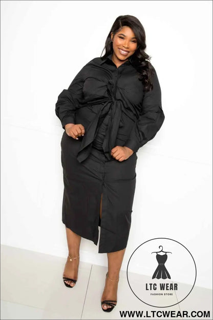 Poplin Tie Bow Shirt Dress