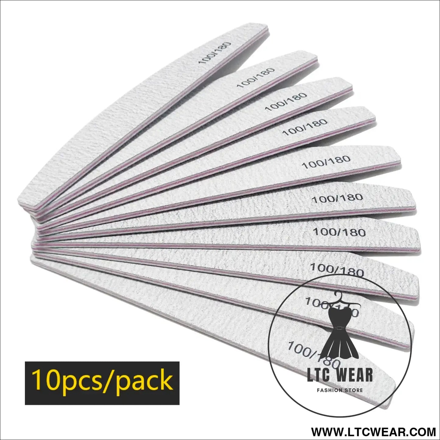 Precision Half Moon Nail File Buffer - 100/180 Grit - L.T.C Wear Online Fashion Store