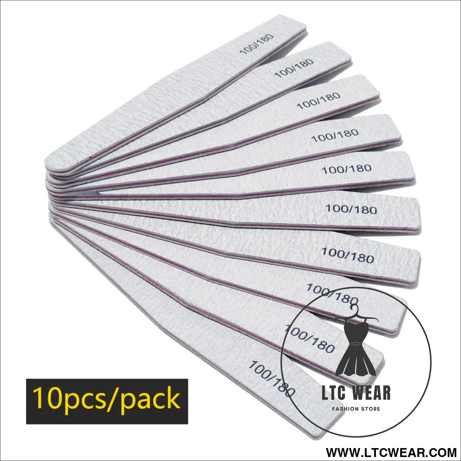 Precision Half Moon Nail File Buffer - 100/180 Grit - L.T.C Wear Online Fashion Store
