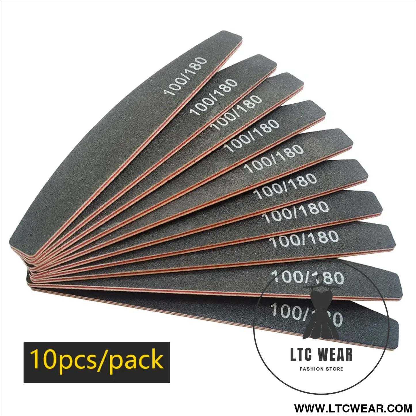 Precision Half Moon Nail File Buffer - 100/180 Grit - L.T.C Wear Online Fashion Store