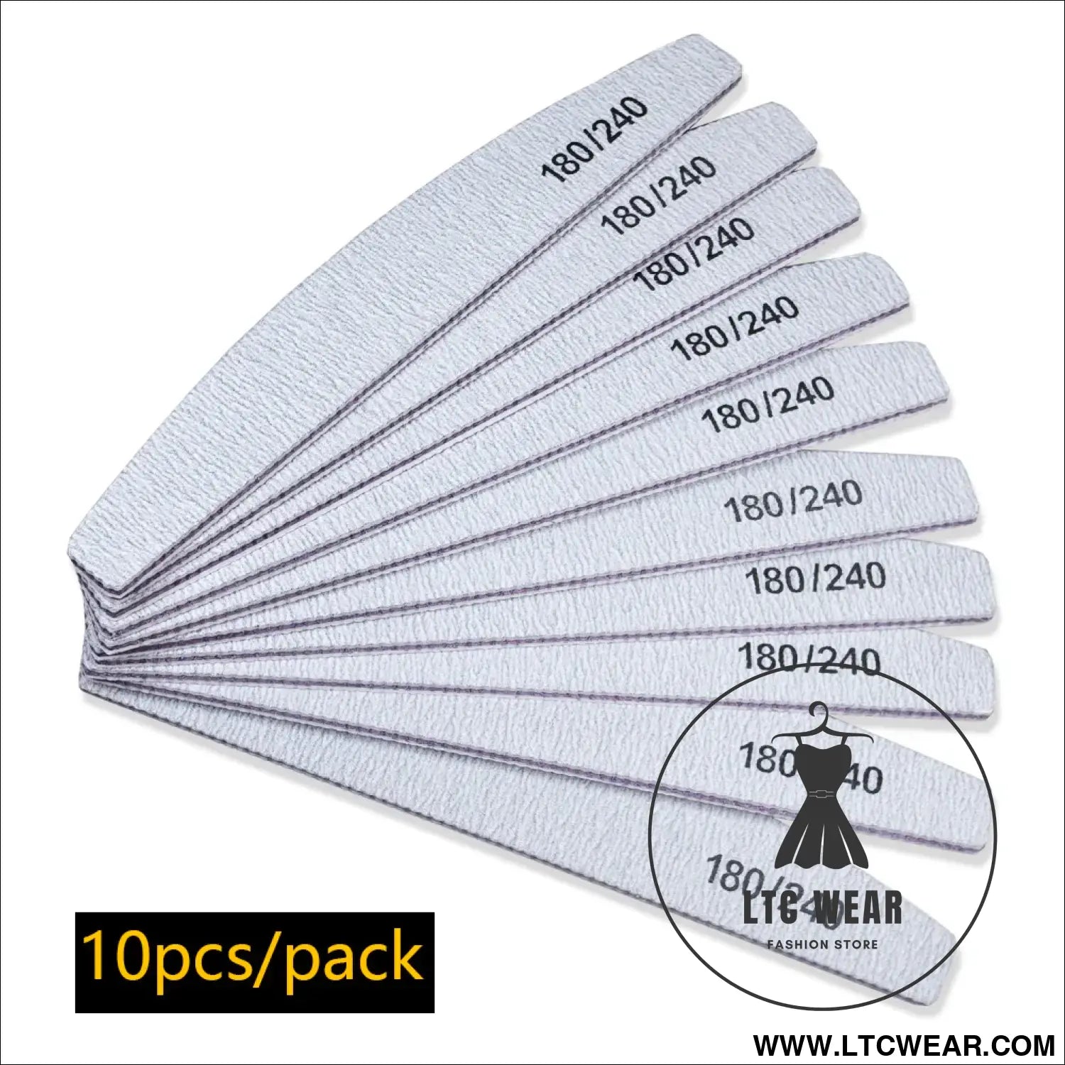 Precision Half Moon Nail File Buffer - 100/180 Grit - L.T.C Wear Online Fashion Store